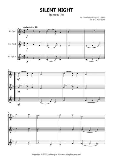 Silent Night trumpet trio