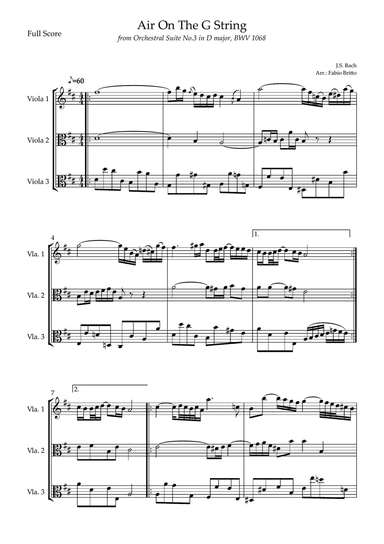 Air On The G String (J.S. Bach) for Viola Trio