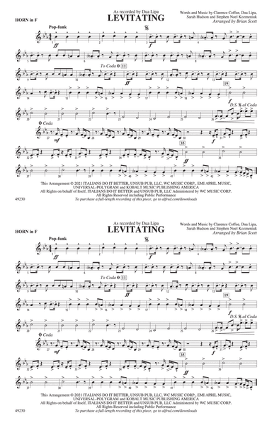 Levitating: 1st F Horn