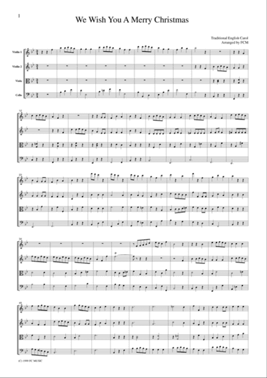 Christmas Carol We Wish You A Merry Christmas, for string quartet, CH904