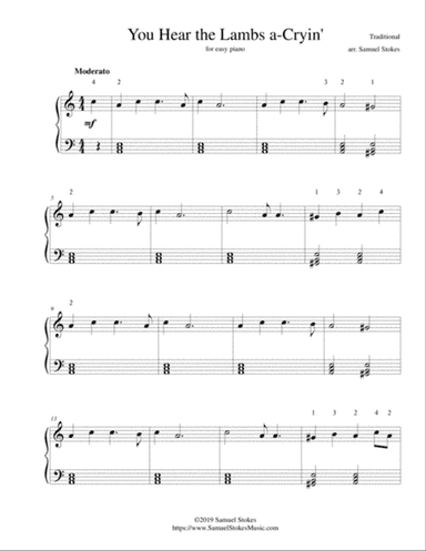 You Hear the Lambs a-Cryin' - for easy piano