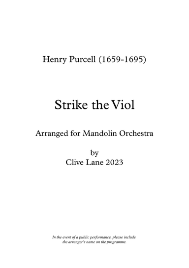 Strike the Viol (for mandolin orchestra)