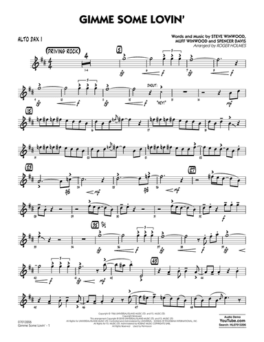 Gimme Some Lovin' - Alto Sax 1