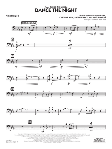 Dance The Night (from Barbie) (arr. Murtha) - Trombone 3