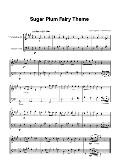 Tchaikovsky - Sugar Plum Fairy Theme (for Trumpet in Bb and Cello)
