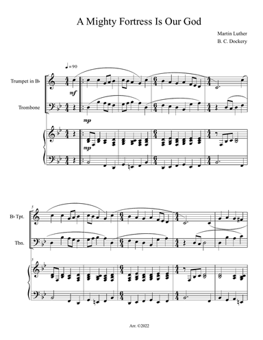A Mighty Fortress is Our God (Trumpet and Trombone Duet with Piano Accompaniment)