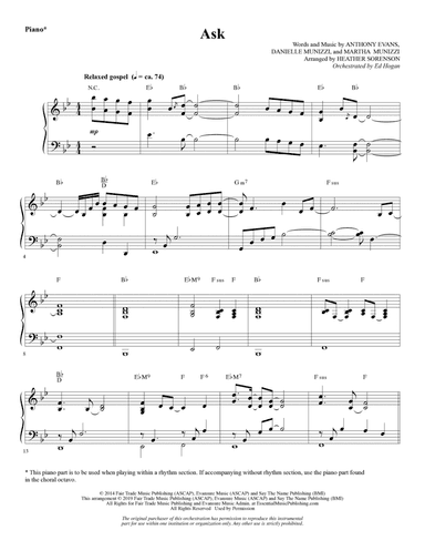 Ask (arr. Heather Sorenson) - Piano