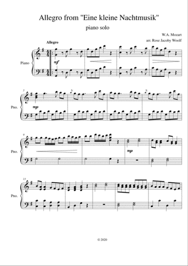 Allegro from Eine kleine Nachtmusik (Mozart) - piano solo