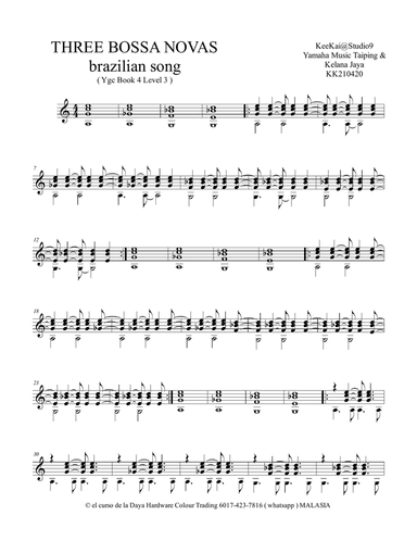 THREE BOSSA NOVAS in classical guitar