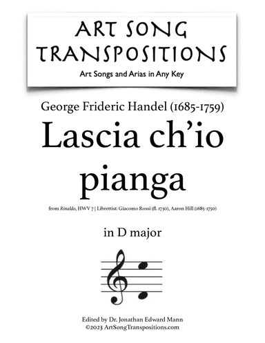 HANDEL: Lascia ch'io pianga (transposed to D major)