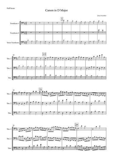 Canon in D Major (Johann Pachelbel) for Trombone Trio