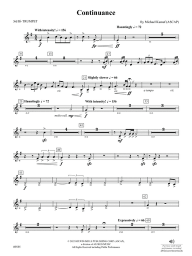 Continuance: 3rd B-flat Trumpet
