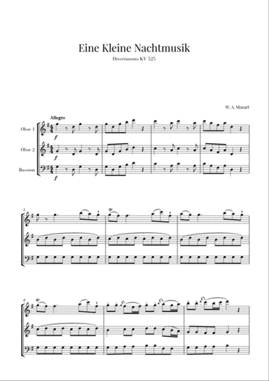 Eine Kleine Nachtmusik for 2 Oboes and Bassoon