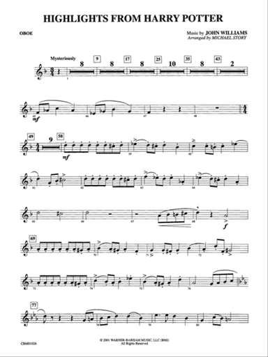 Harry Potter, Highlights from: Oboe