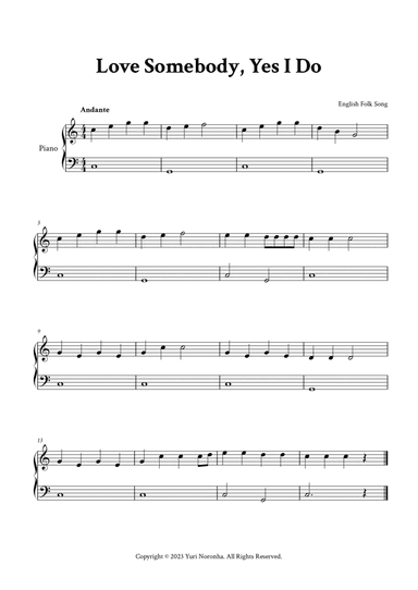 Love Somebody, Yes I Do - Easy Piano in C