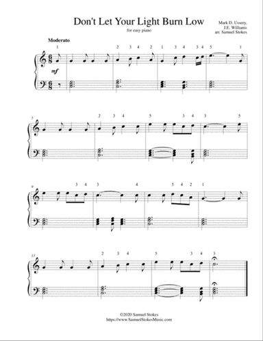Don't Let Your Light Burn Low - for easy piano