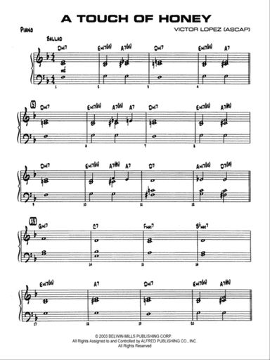 A Touch of Honey: Piano Accompaniment