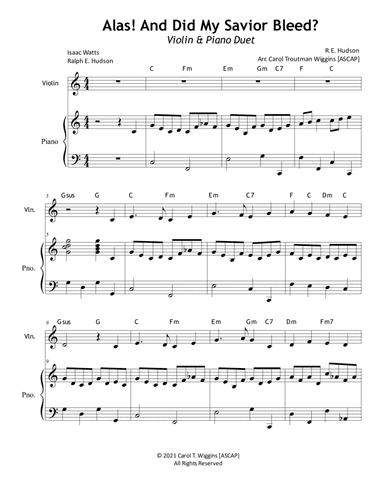 Alas! And Did My Savior Bleed? (Violin & Piano)