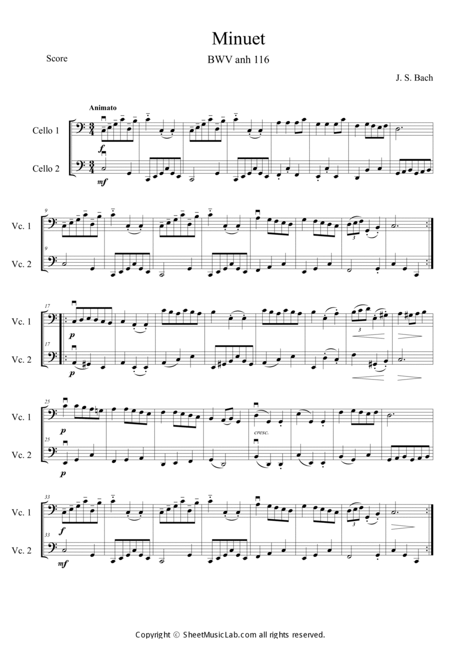 Minuet BWV anh 116 in C