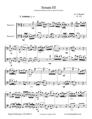 Handel: Sonata No. 3 for Bassoon Duo