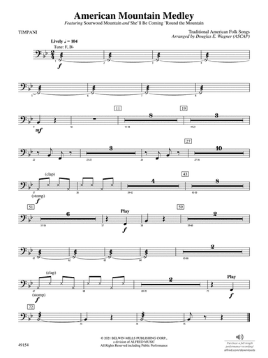 American Mountain Medley: Timpani