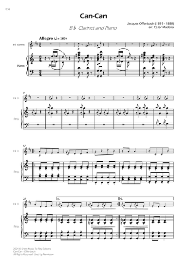 Offenbach - Can-Can - Bb Clarinet and Piano (Full Score)