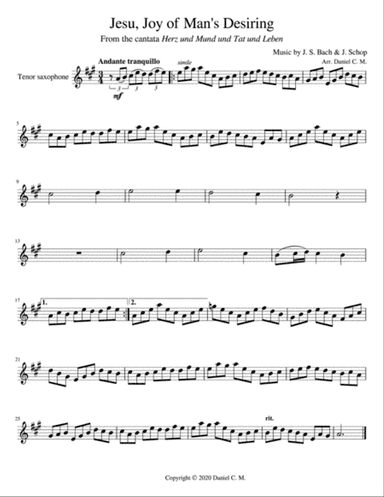 Jesu, Joy of Man's Desiring (tenor sax and piano)