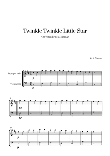 W. A. Mozart - Twinkle Twinkle Little Star for Trumpet in Bb and Cello