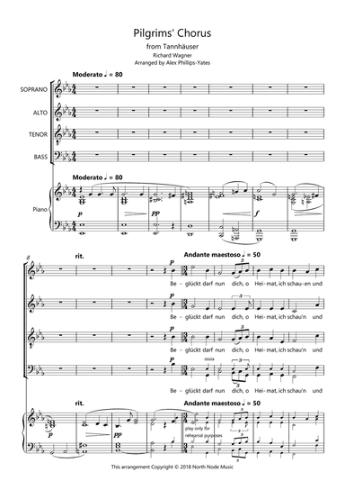 Pilgrims' Chorus (Pilgerchor) from "Tannhäuser" (SATB + piano)