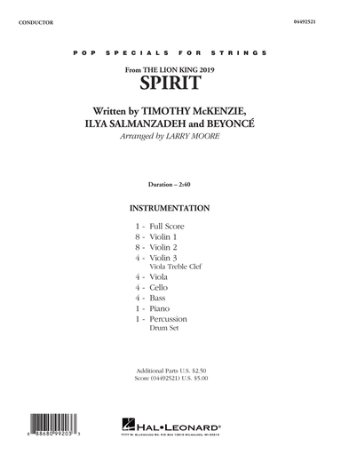 Spirit (from The Lion King 2019) (arr. Larry Moore) - Conductor Score (Full Score)