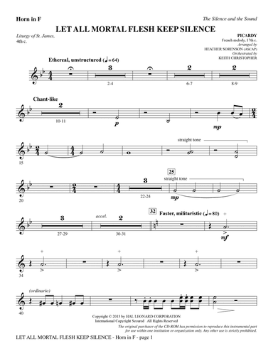 The Silence and the Sound: A Cantata for Christmas - F Horn