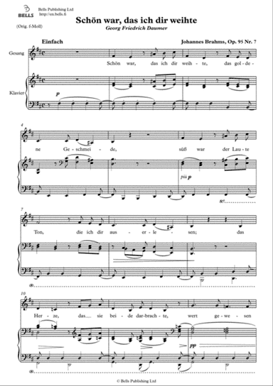 Schon war, das ich dir weihte, Op. 95 No. 7 (B minor)