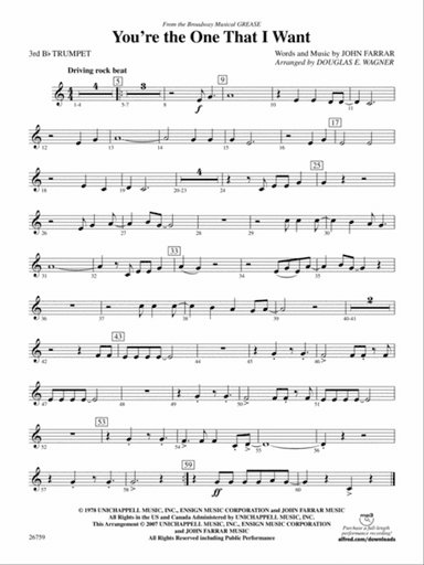 You're the One That I Want: 3rd B-flat Trumpet