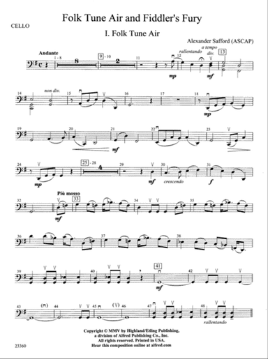 Folk Tune Air and Fiddler's Fury: Cello