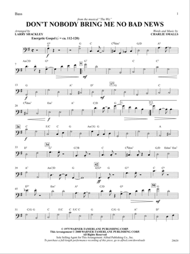 Don't Nobody Bring Me No Bad News (from the musical The Wiz): String Bass