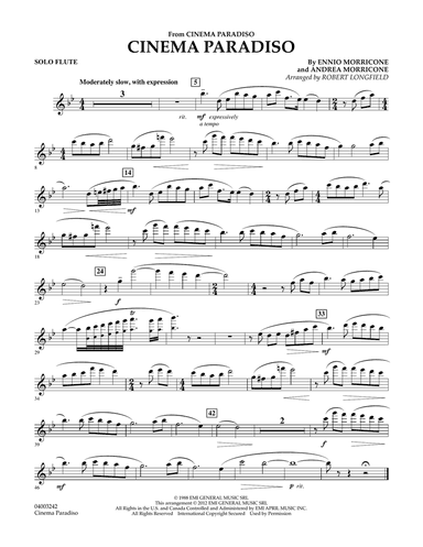 Cinema Paradiso (Flexible Solo with Band) - Solo Flute