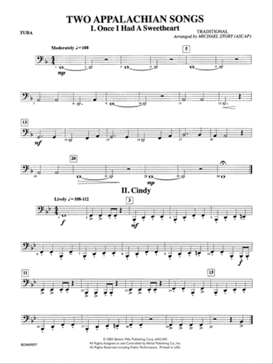 Two Appalachian Songs (I. "Once I Had a Sweetheart," II. "Cindy"): Tuba