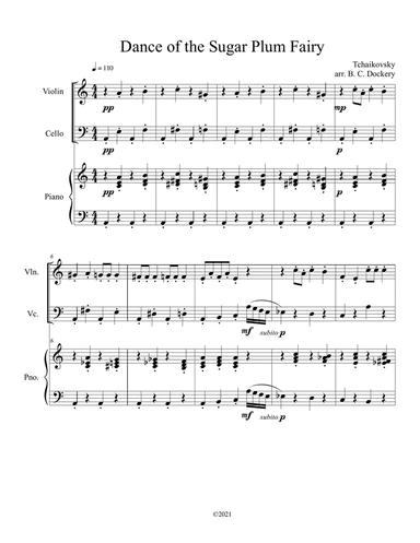 Dance of the Sugar Plum Fairy (Violin and Cello Duet with Piano Accompaniment)