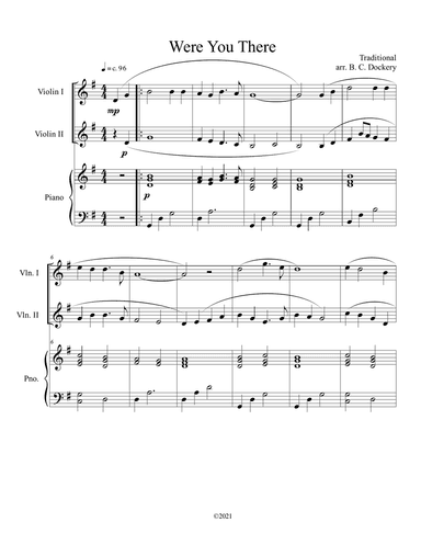 Were You There (violin duet) with optional piano accompaniment