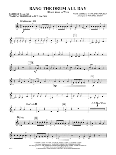 Bang the Drum All Day (I Don't Want to Work): Baritone T.C.