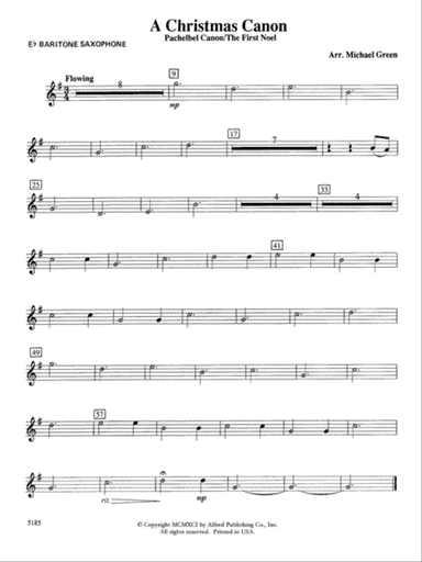 A Christmas Canon (Pachelbel Canon / The First Noel): E-flat Baritone Saxophone