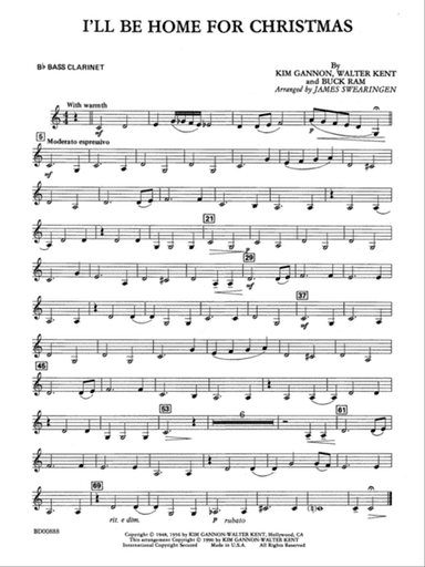 I'll Be Home for Christmas: B-flat Bass Clarinet