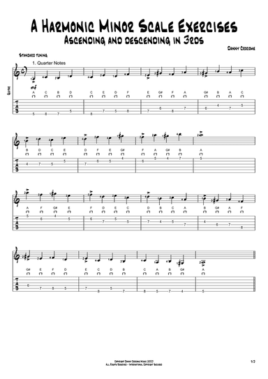 A Harmonic Minor Scale Exercises - Ascending and Descending in 3rds