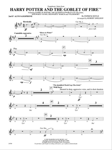 Harry Potter and the Goblet of Fire, Symphonic Suite from: 2nd E-flat Alto Saxophone