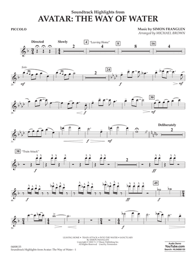 Soundtrack Highlights from Avatar: The Way of Water (arr. Brown) - Piccolo