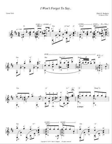 I Won't Forget To Say