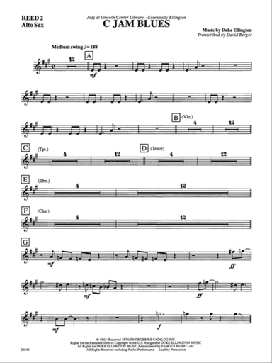 C Jam Blues: 2nd E-flat Alto Saxophone