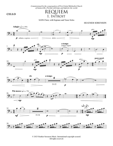 Requiem (Chamber Orchestra) - Cello