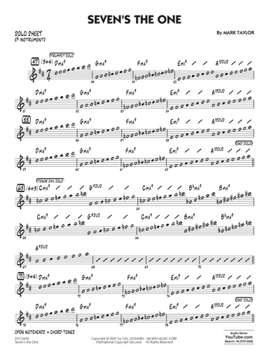 Seven's The One - Eb Solo Sheet