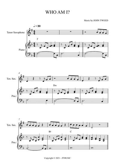 Who Am I? for Tenor Sax and Piano